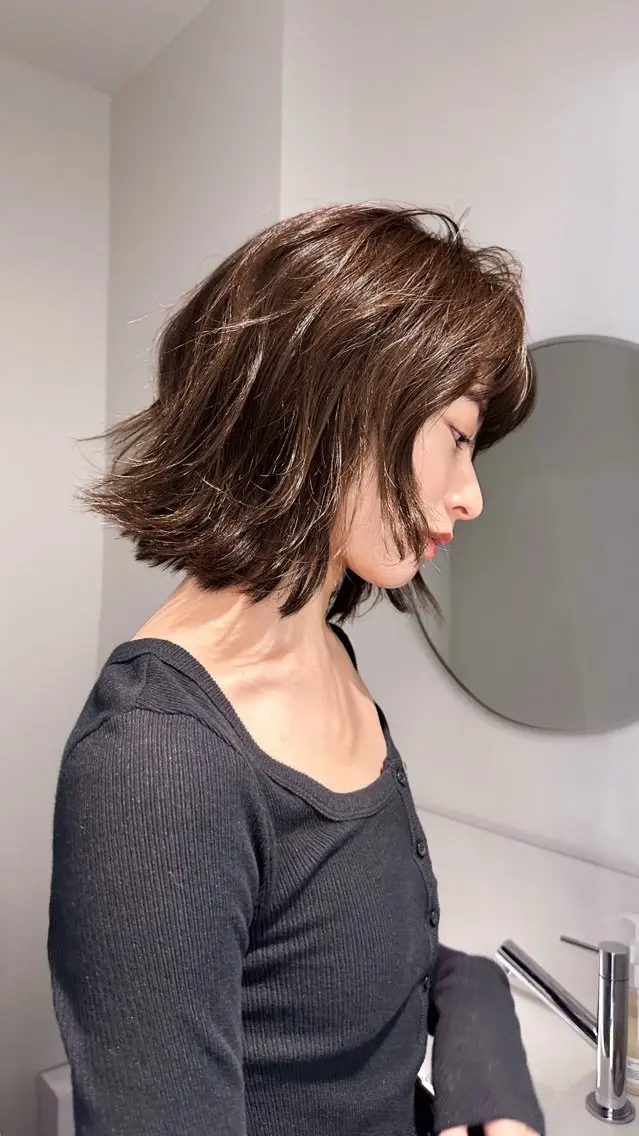 ショート 切りっぱなしボブ ショートボブ ボブ 韓国風ヘア 似合わせカット 🌀渋谷ボブパーマ 🌀河野瑠太のヘアスタイル