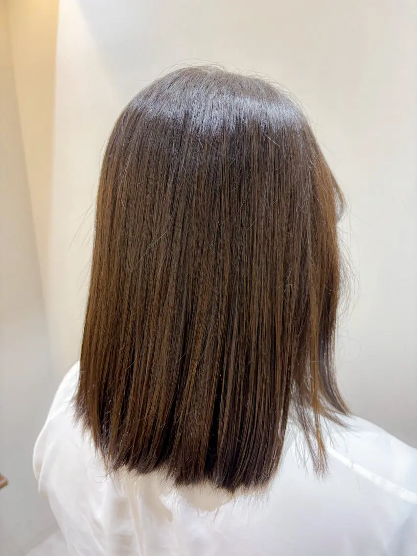 ミディアム カラー アッシュ オーガニックカラー 縮毛矯正 mit セン北のヘアスタイル