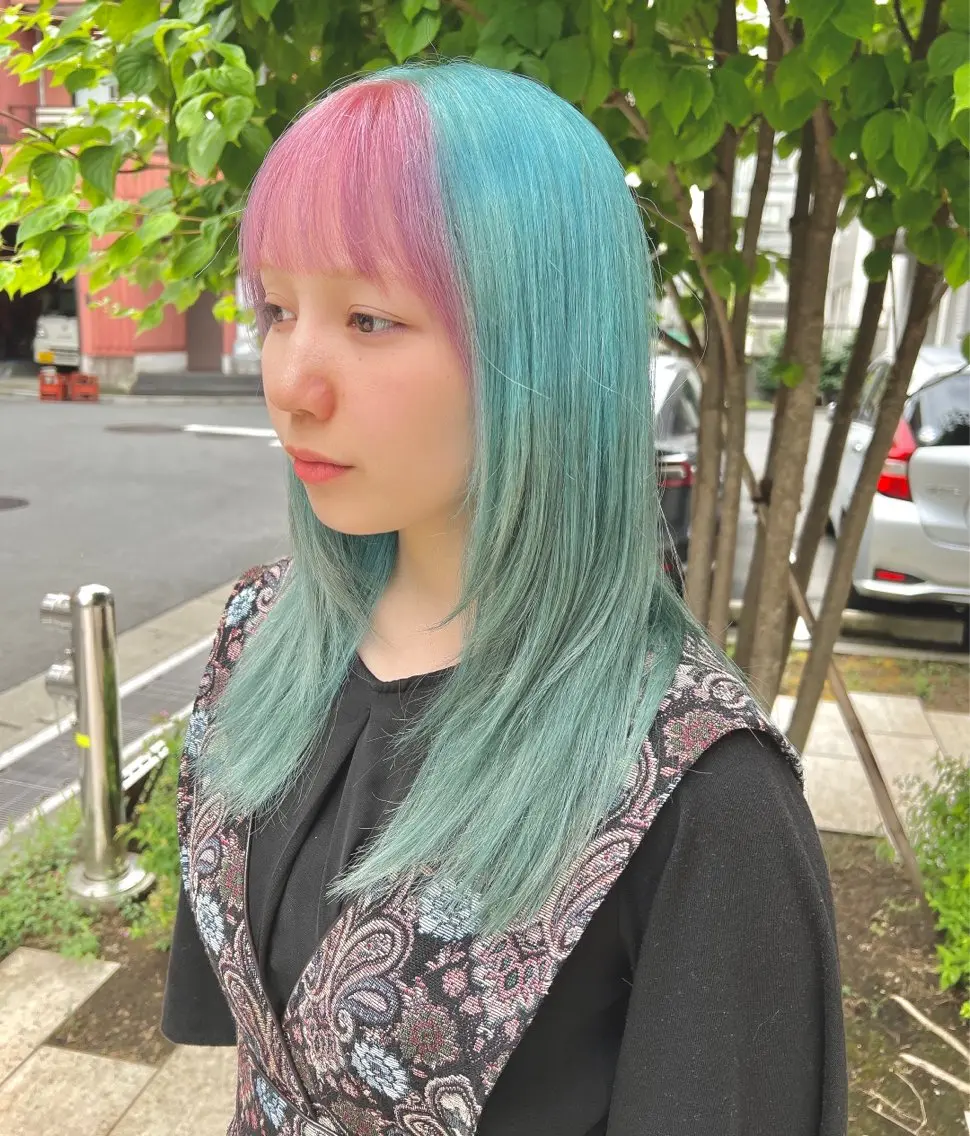セミロング カラー ブリーチ ケアブリーチ 透明感カラー デザインカラー ピンクカラー 💎透明感カラー特化 💎TAISEIのヘアスタイル