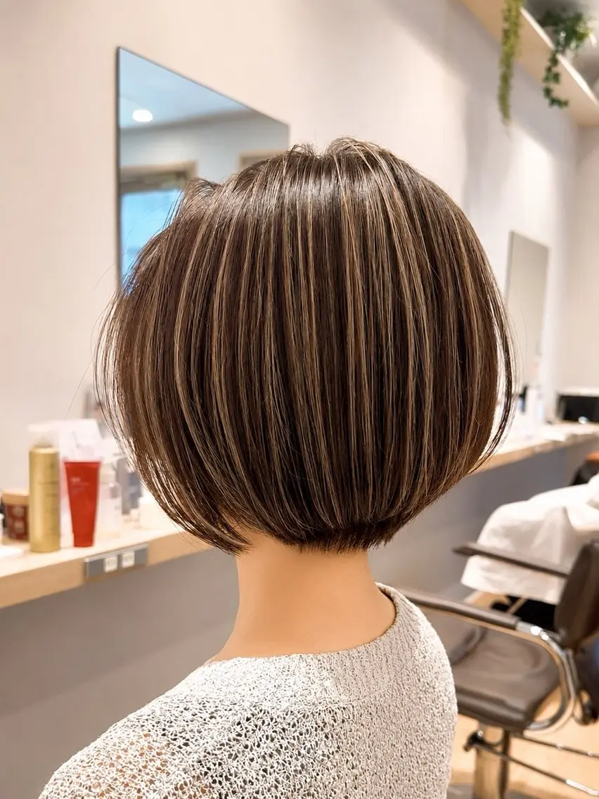 ショート カット ヘアカラー トリートメント 白髪ぼかしハイライト 💫ミネ　ヒロシのヘアスタイル