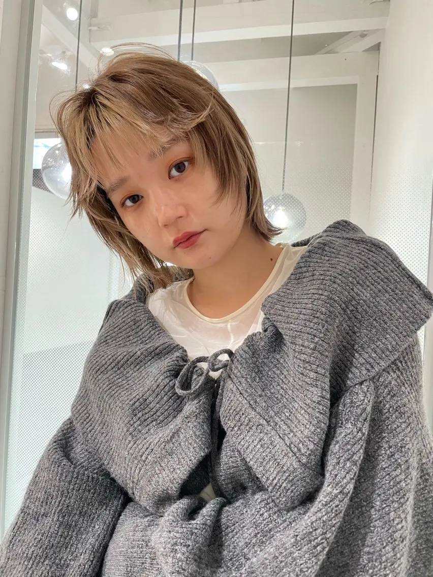 ミディアム カット ヘアカラー 縮毛矯正 トリートメント 💖ボブ/縮毛矯正 顔周りレイヤー/ユイのヘアスタイル