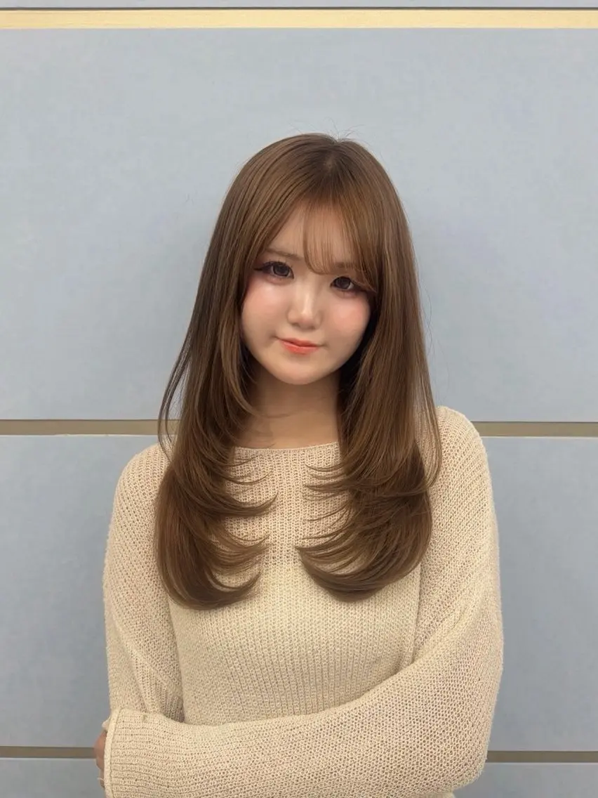 ロング レイヤーカット カット ヘアカラー トリートメント 🩵HIYORI /栄/レイヤーカットのヘアスタイル