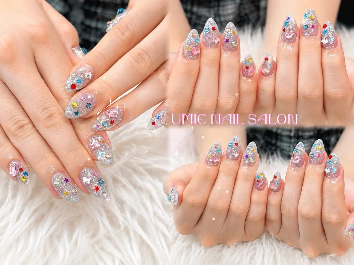 ネイル フットネイル フレンチネイル ジェルネイル ガラスフレンチ マグネットネイル UMIE NAIL SALONのネイルデザイン
