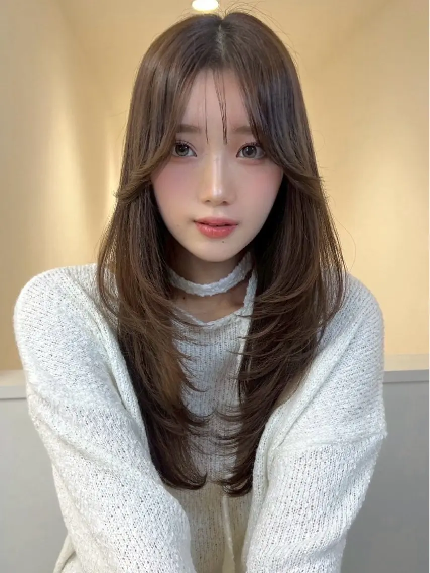 ロング くびれヘア 韓国風ヘア レイヤーカット トリートメント リコ ハッシュカット 韓国レイヤーのヘアスタイル
