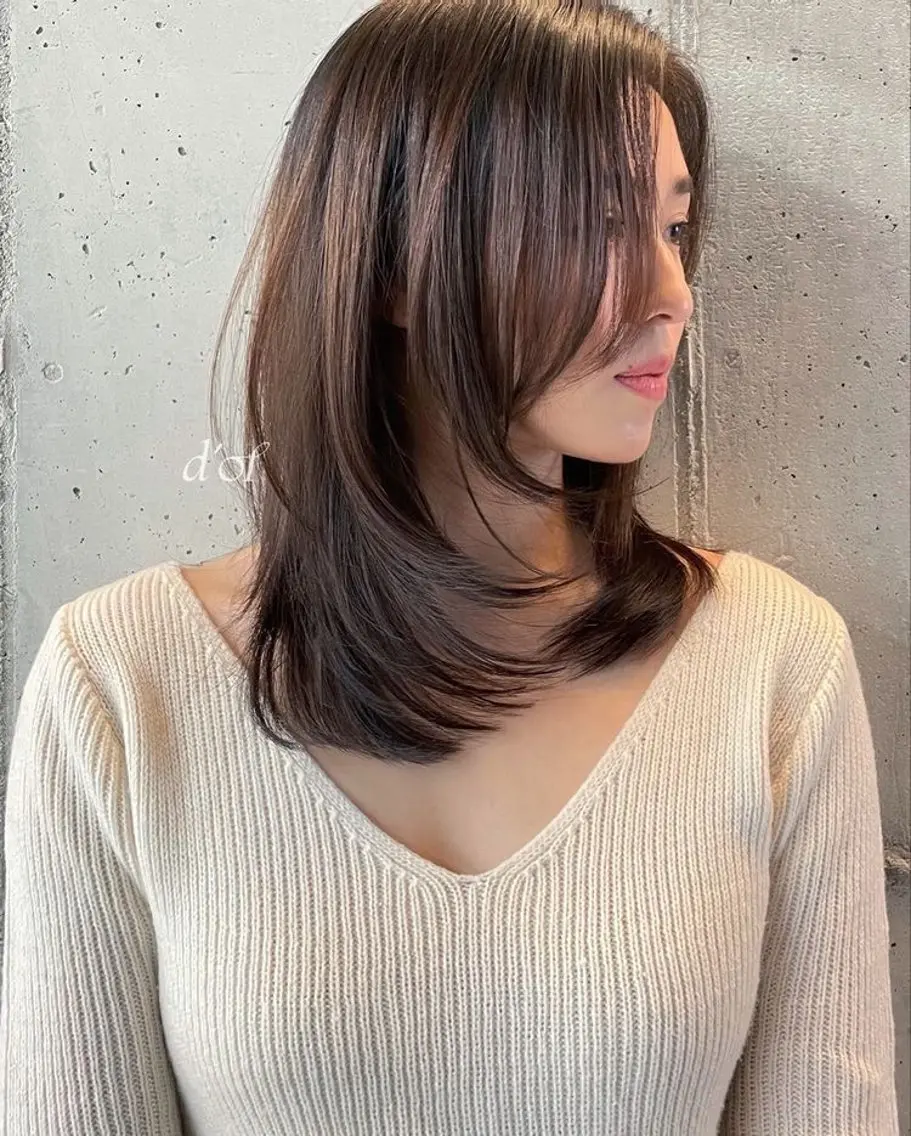 ミディアム 透明感カラー/顔周り カット/ののか💞のヘアスタイル