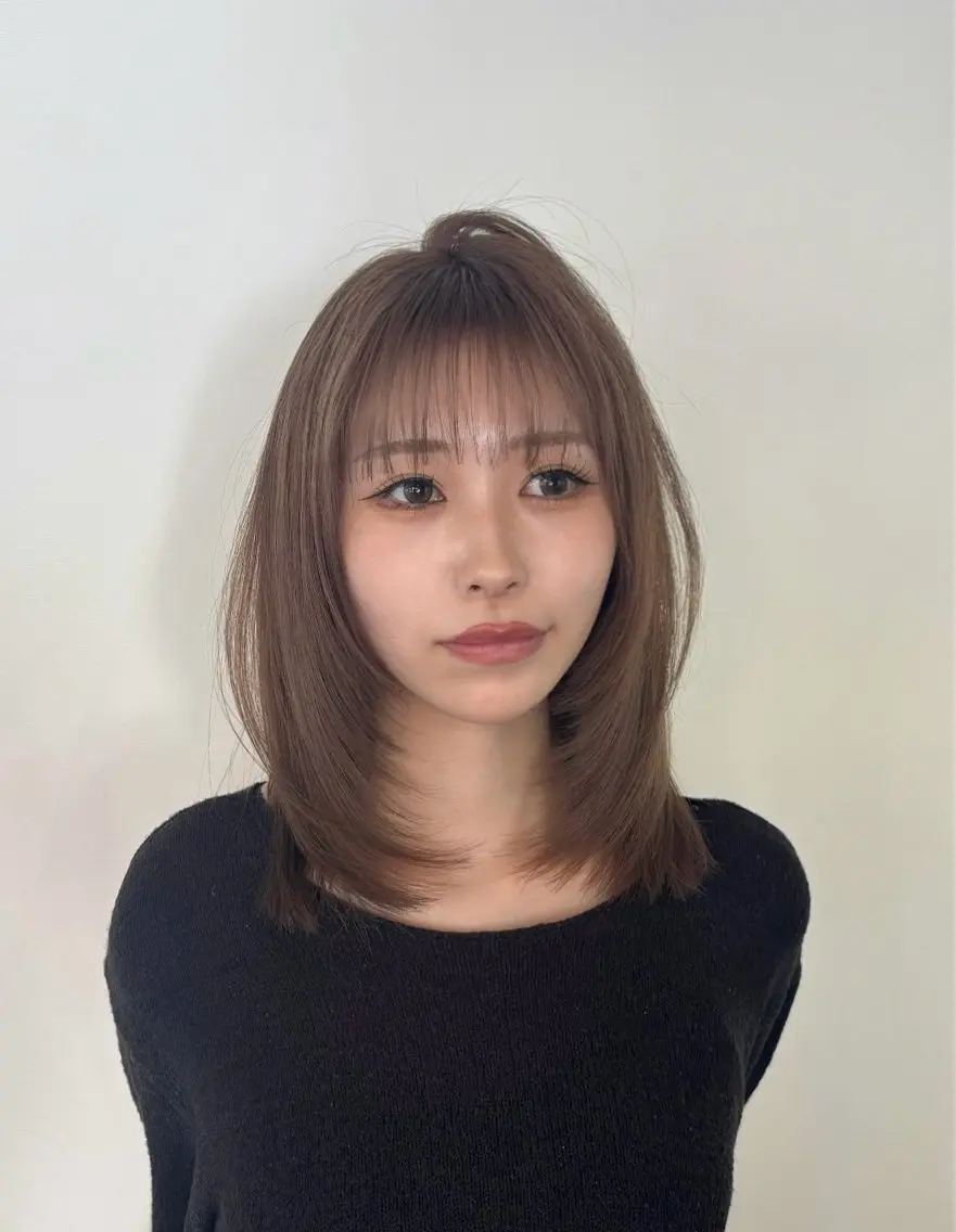 ミディアム ヘアアレンジ 顔まわりレイヤー 顔周りカット レイヤーカット カット トリートメント レディースカット🌝 パーマ🪄Ryokoのヘアスタイル