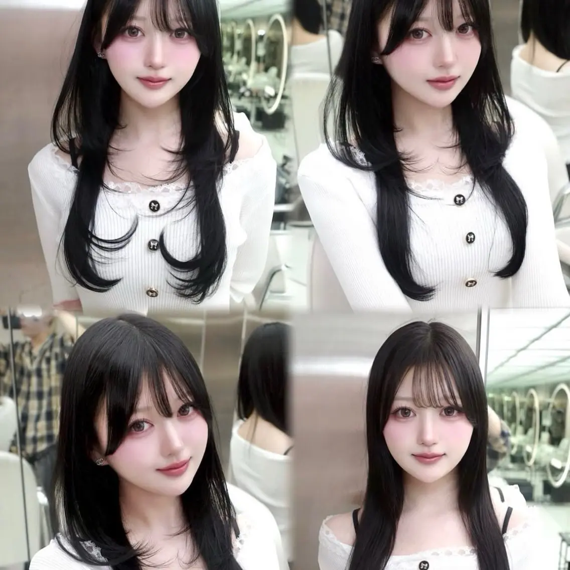 ロング くびれヘア 顔周りカット ハイレイヤー 韓国風ヘア レイヤーカット カット レイヤーカット/ きったん/ハイライトのヘアスタイル