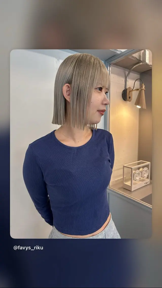 ショート カラー ハイトーンカラー ボブ カット ヘアカラー 心斎橋/ボブ /りくのヘアスタイル