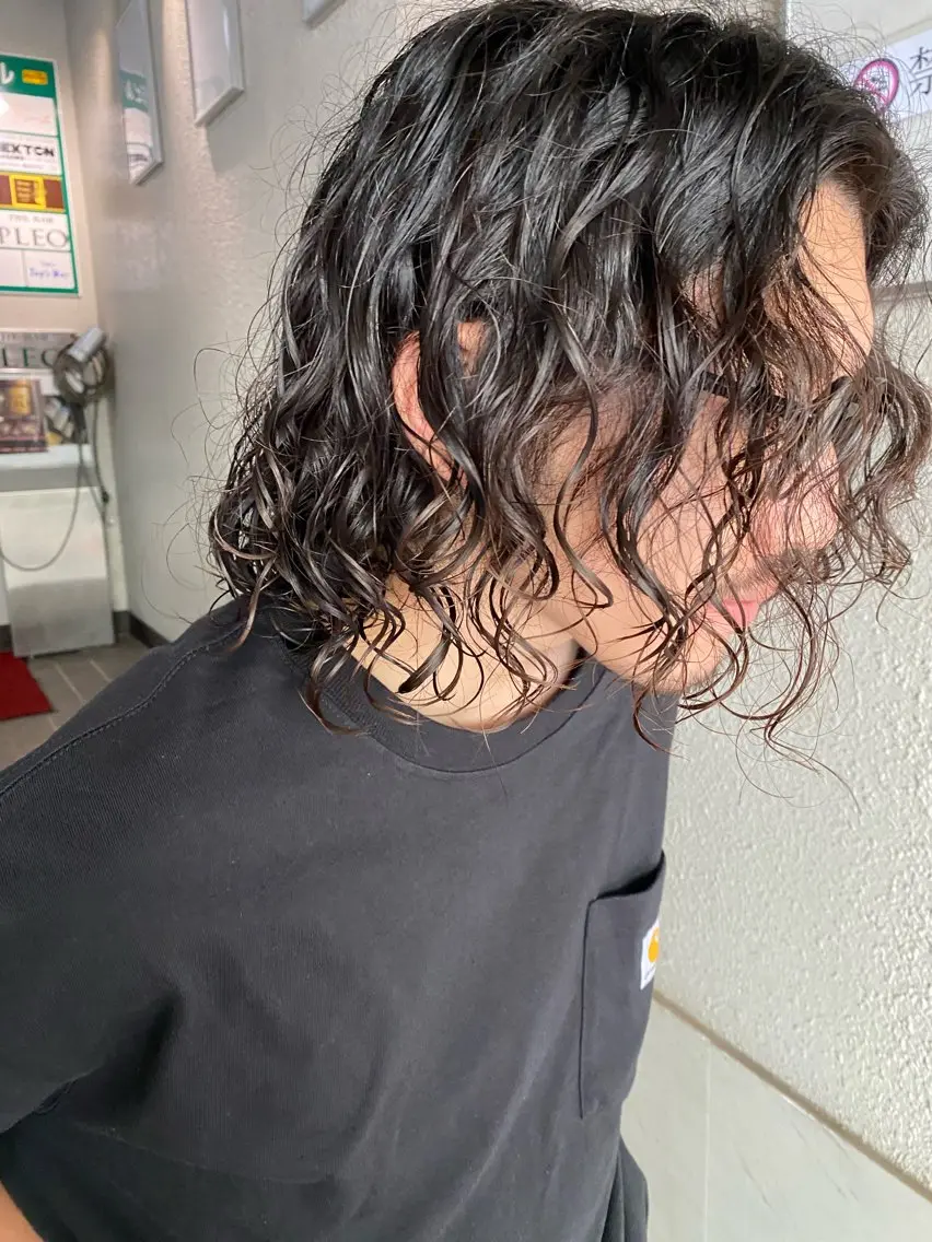 パーマ メンズ メンズパーマ ボブ カット パーマ ナチュラルヘア🫧 ナナミのヘアスタイル