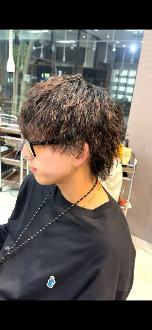 ミディアム ウルフカット カット パーマ メンズ特化✨パーマス タイル大得意安田海斗のヘアスタイル