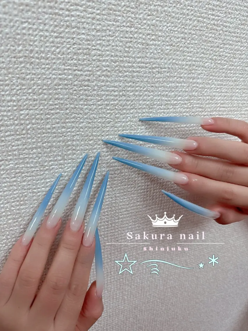 ネイル オーロラネイル クリアネイル フラッシュネイル フレンチネイル ジェルネイル ハンドネイル Sakura Nail Salonのネイルデザイン