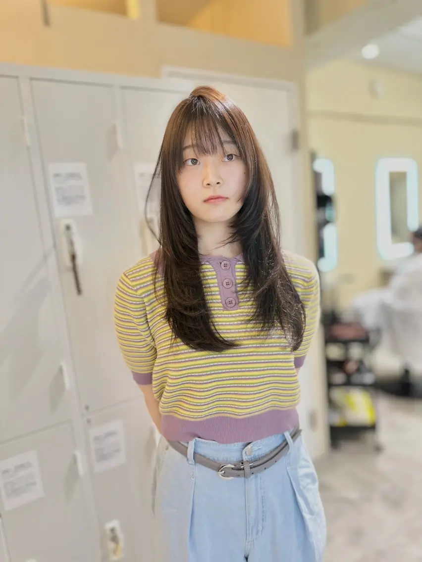 ロング カラー アディクシーカラー バレイヤージュ ブリーチ デザインカラー ダブルカラー opus 店長大和 レイヤー/赤み消しのヘアスタイル