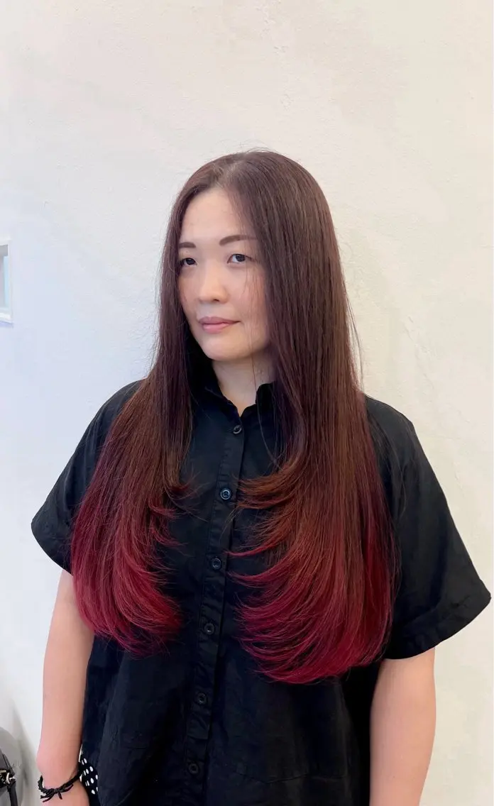 ロング ボブ ハイライト 髪質改善 レイヤーカット 縮毛矯正 カット ヘアカラー トリートメント マルタ/金沢 /透明感カラーのヘアスタイル