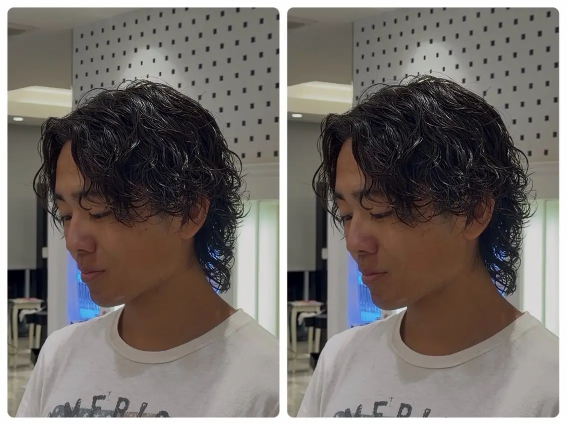 ミディアム メンズ ミディアムパーマ メンズパーマ 外国人風カラー カット パーマ 🇬🇧メンズパーマ 特化/ren🎸のヘアスタイル