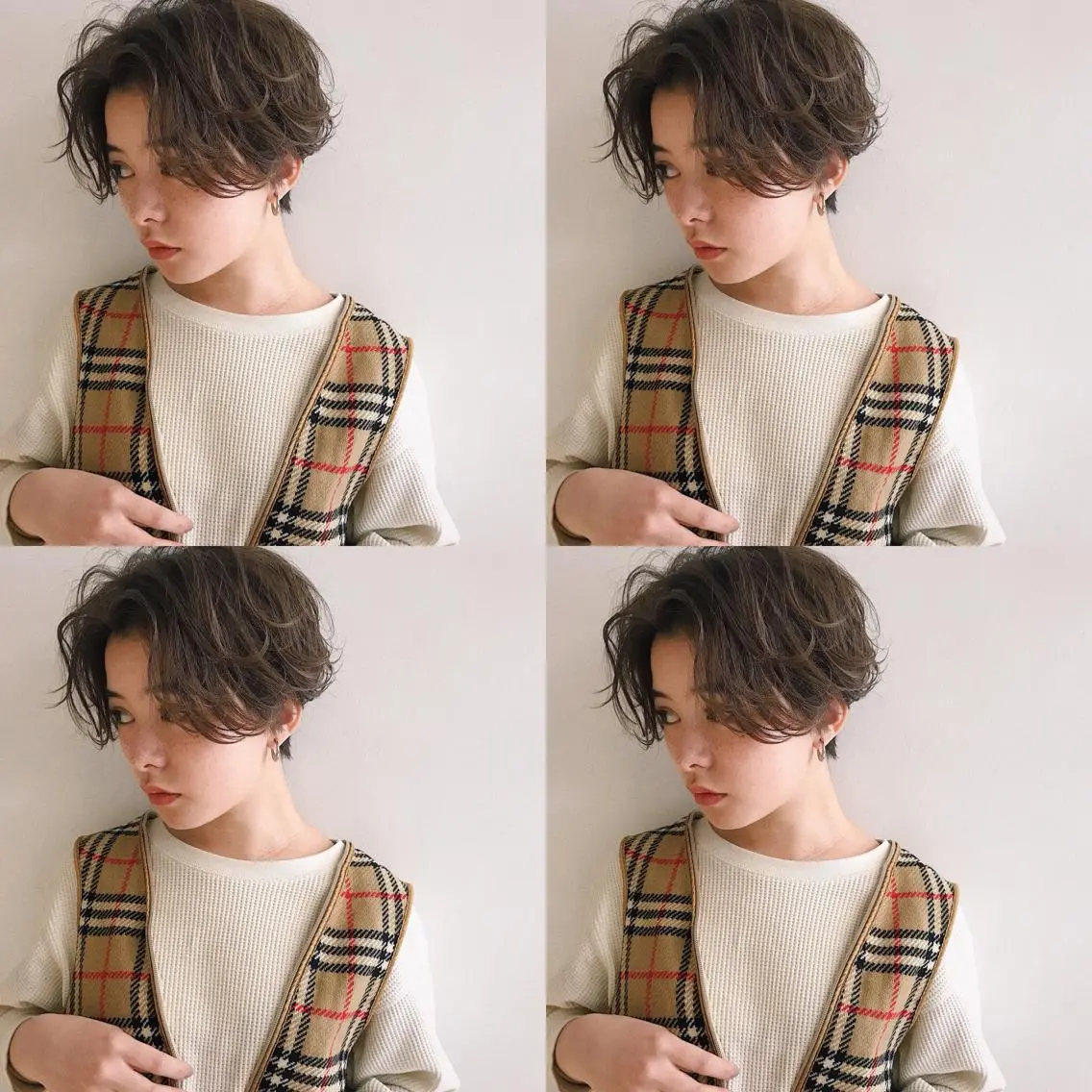 ショート カラー パーマ ヘアアレンジ ハンサムショート ショートヘア 小顔カット カット ヘアセット 松田 亮葉のヘアスタイル