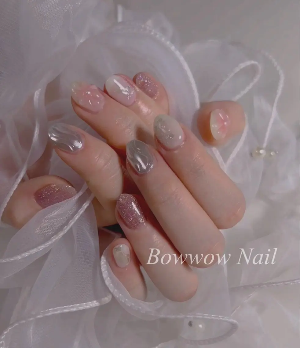 ネイル 成人式 ミラーネイル Bow wow Nail さや🧸のネイルデザイン