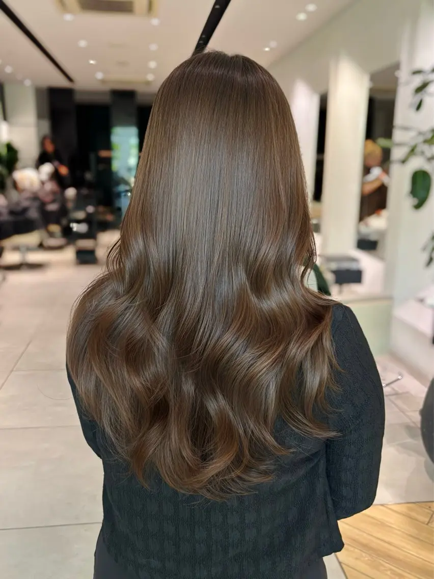 ロング カラー ベージュカラー グレージュ ミント 韓国風ヘア レイヤーカット カット ヘアカラー トリートメント 銀座/韓国レイヤー/ 艶カラー🍓原田侑依のヘアスタイル