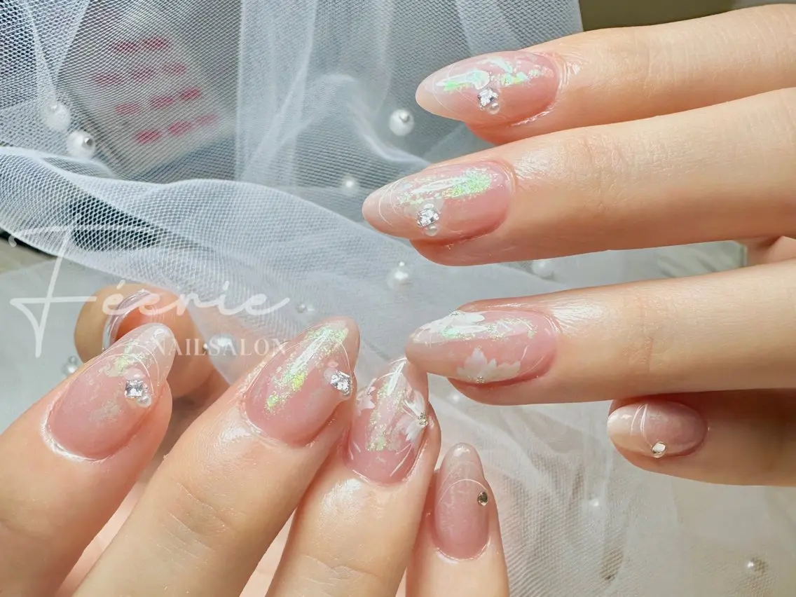 ネイル クリアネイル フットネイル フレンチネイル ジェルネイル 韓国ネイル ハンドネイル ハンドケア nail salon Feerieのネイルデザイン