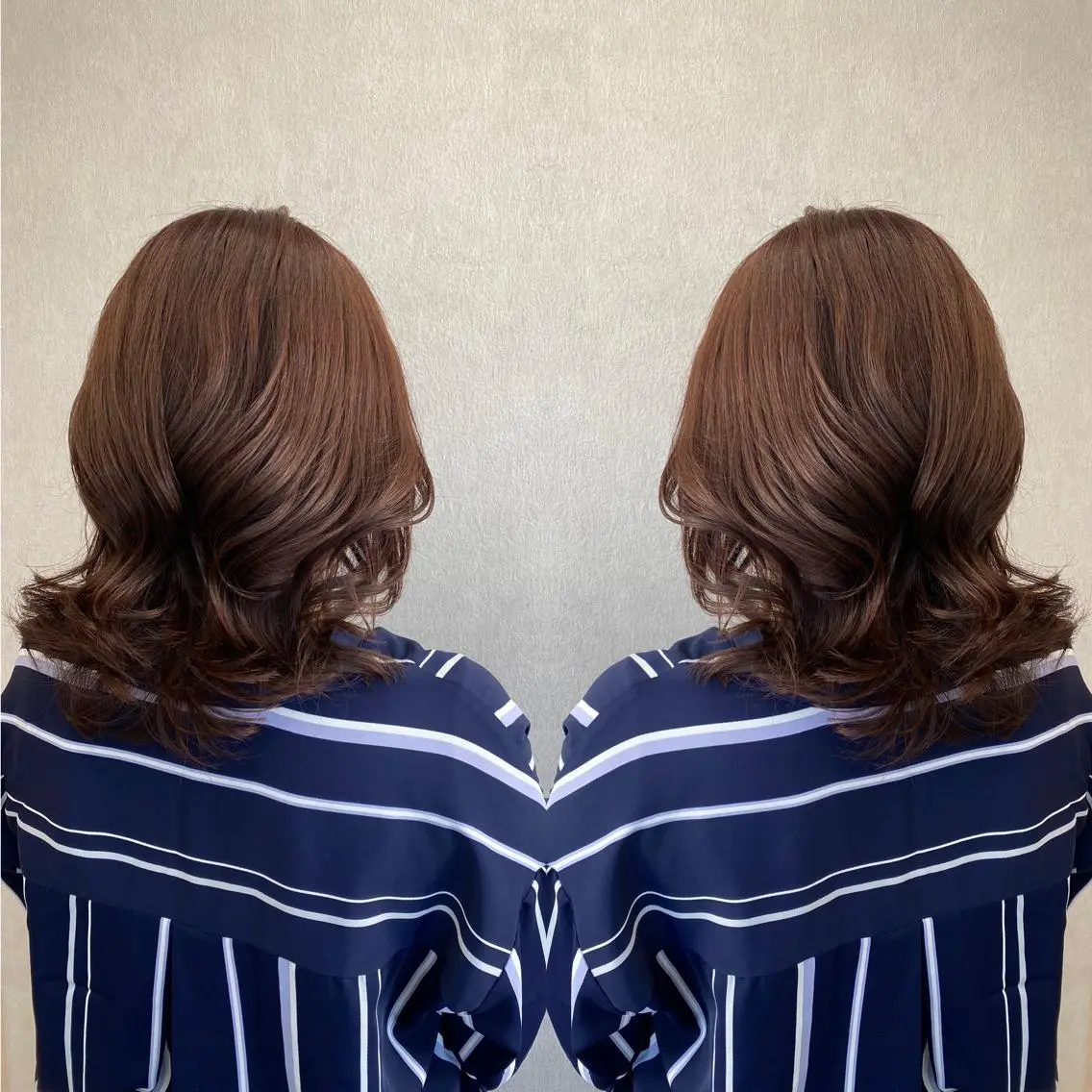 セミロング カラー ブラウンカラー ピンクカラー ピンクブラウン tocca 💜石田愛結💜のヘアスタイル