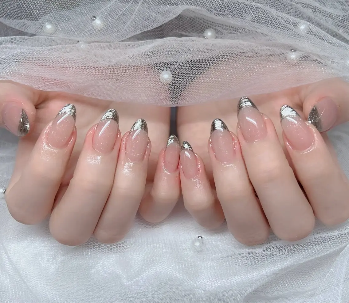 ネイル ハンドネイル 🎀PG🩵 ネイルサロンのネイルデザイン