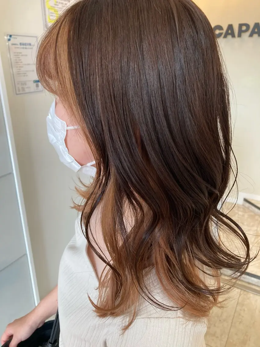セミロング カラー ミストバング  フェイスフレーミング カット ヘアカラー トリートメント 岩崎 裕司のヘアスタイル