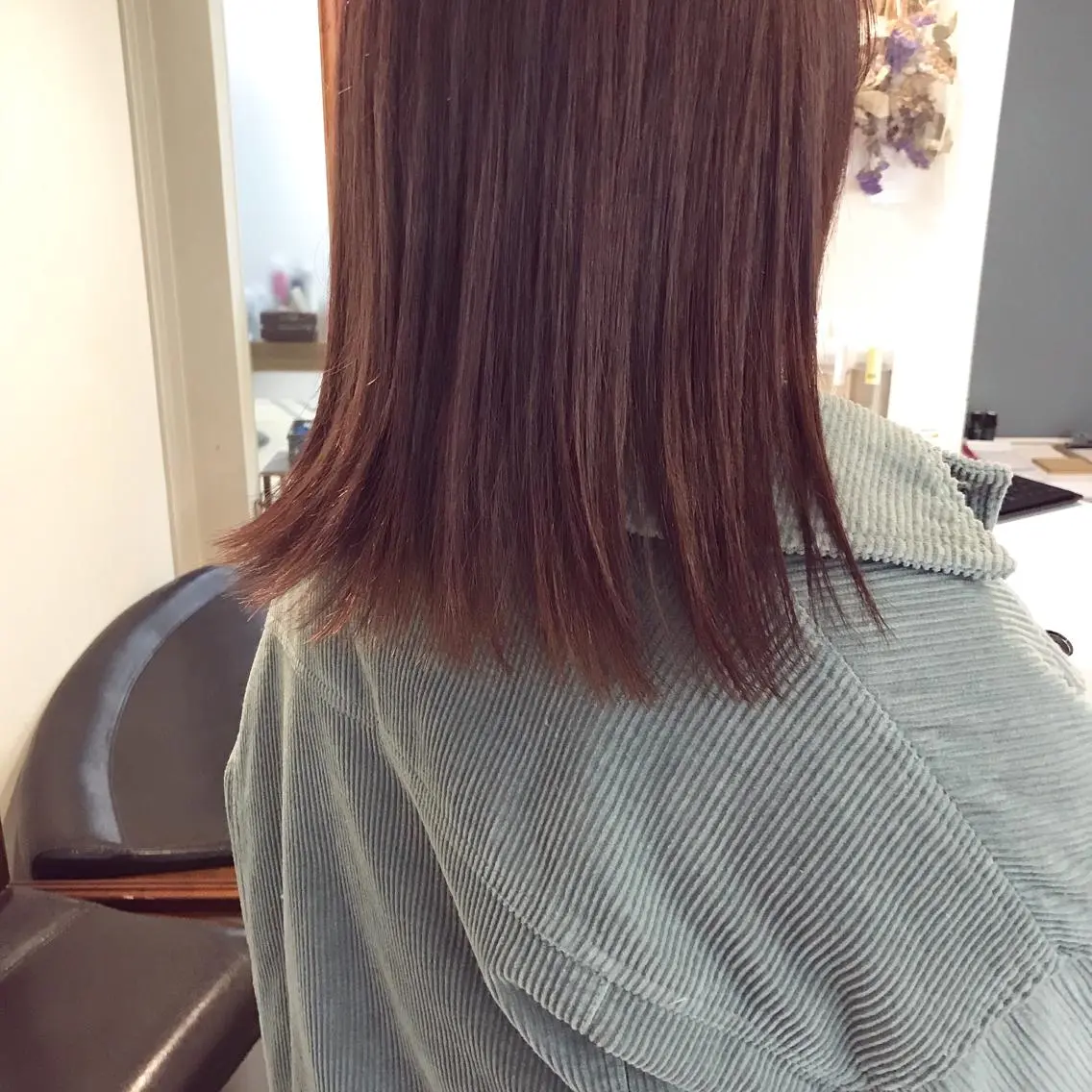 ミディアム カラー ボルドーカラー ブラウンカラー クニモトハルナ ボブ/柔らかカラーのヘアスタイル