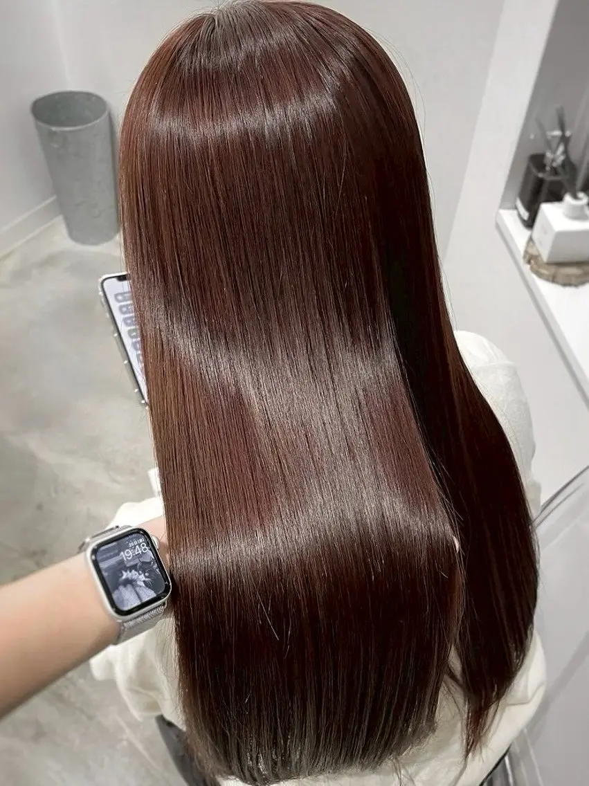 ロング カラー ブラウンカラー ピンクカラー ピンクブラウン トリートメント ヘアカラー トリートメント 髪質改善×透明感カラ ー/新宿/SHOKIのヘアスタイル
