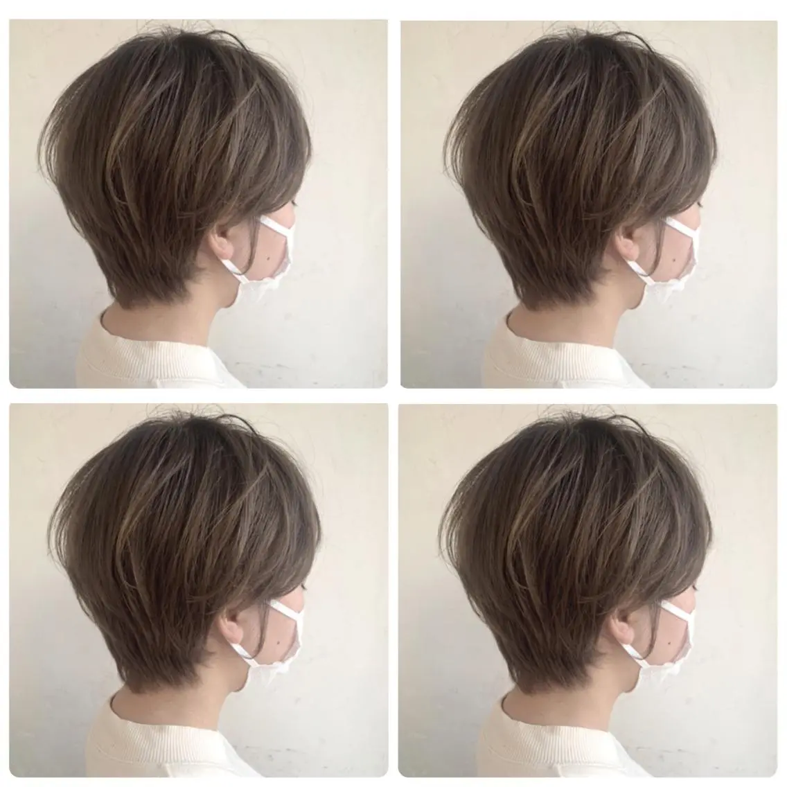 ショート カラー バレイヤージュ ブラウンカラー ココアブラウン デザインカラー グラデーションカラー カット ヘアカラー 京都大人女性ショート 徒歩1分/秋山のヘアスタイル