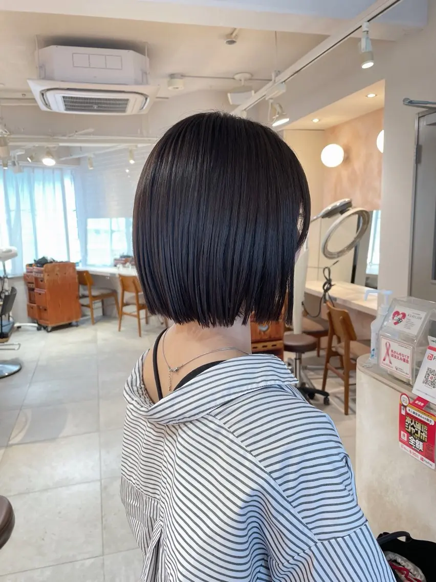 ショート 切りっぱなしボブ ボブ カット トリートメント 切りっぱなしボブ ソノキユウカのヘアスタイル