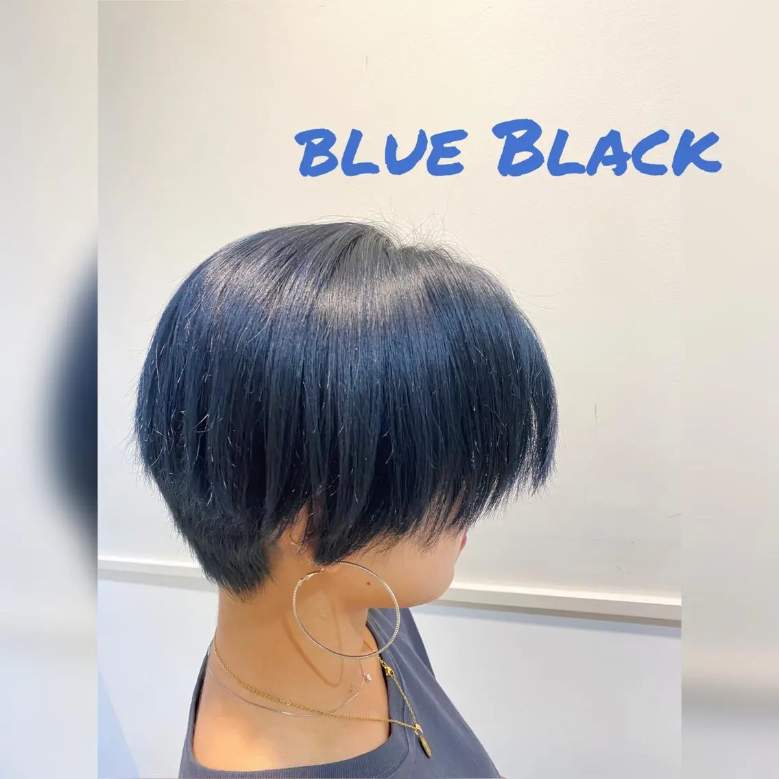 ショート カラー 黒髪 ブルーカラー ブルーブラック 大谷 竜也のヘアスタイル