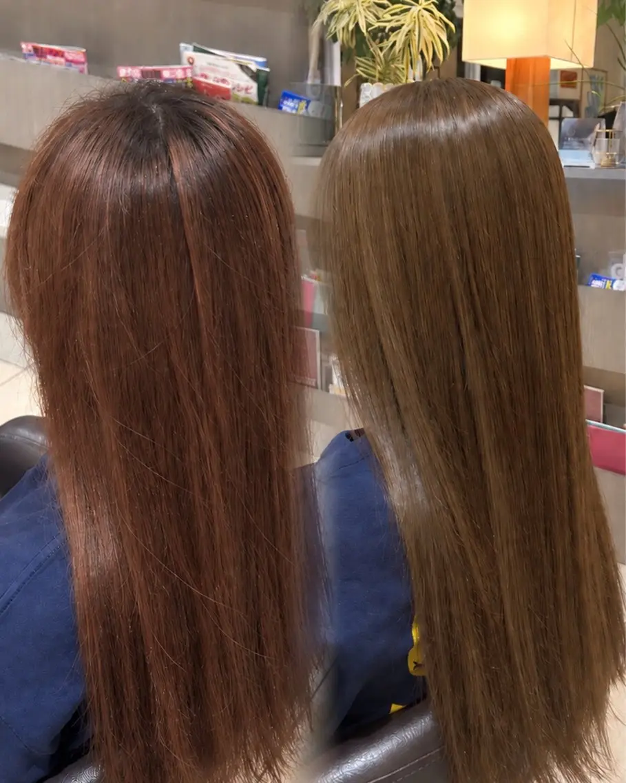 ロング カラー ブリーチ ブラウンカラー ブリーチなしカラー ヘアカラー しゅり 🪽⋆⊹𓂃 ࣪ ˖のヘアスタイル