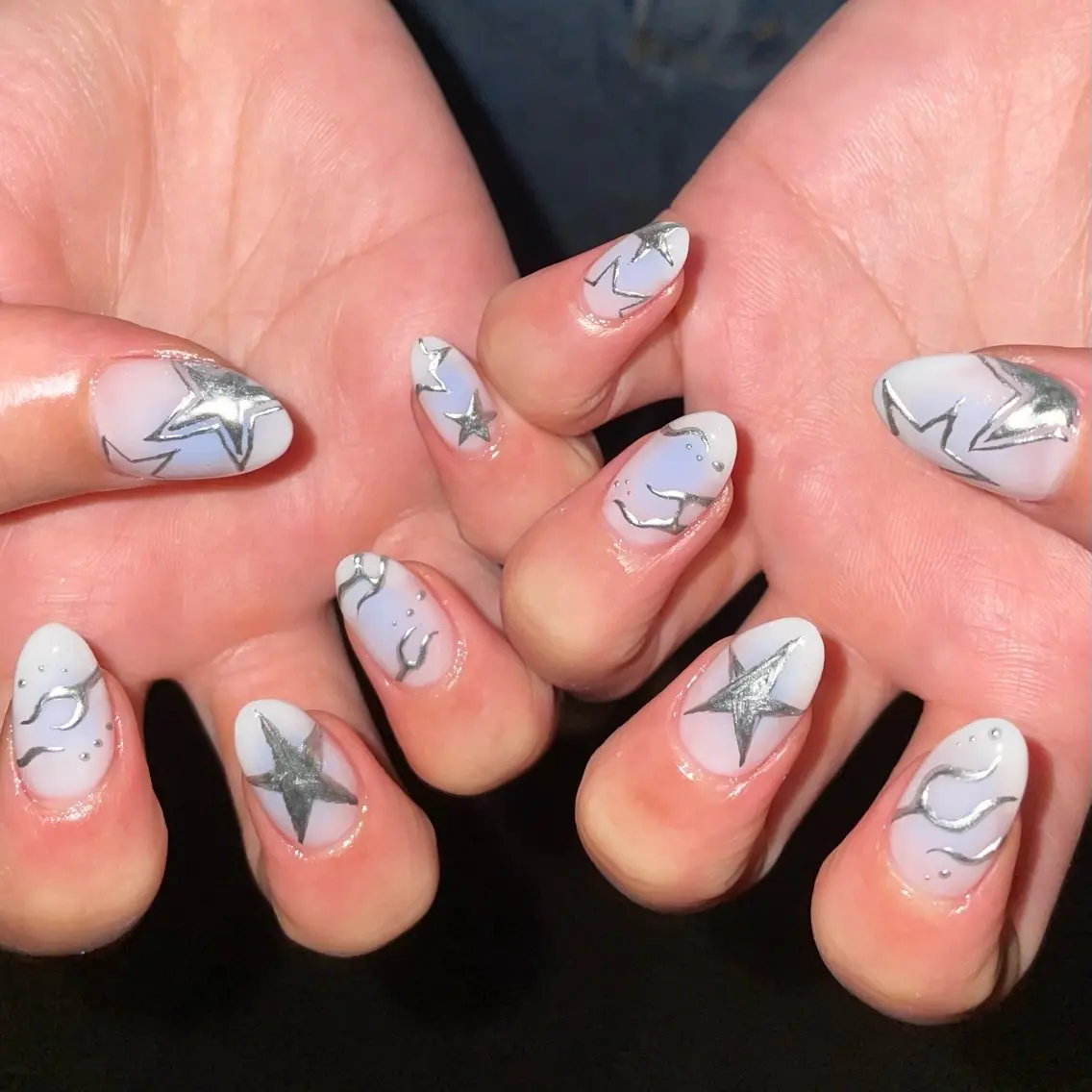 ネイル ブルー チークネイル Ricnail☾ ayanoのネイルデザイン