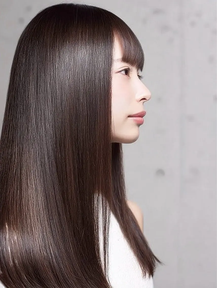 ロング 縮毛矯正 絶対綺麗な暖色カラー 🎯あります✨増渕✨のヘアスタイル