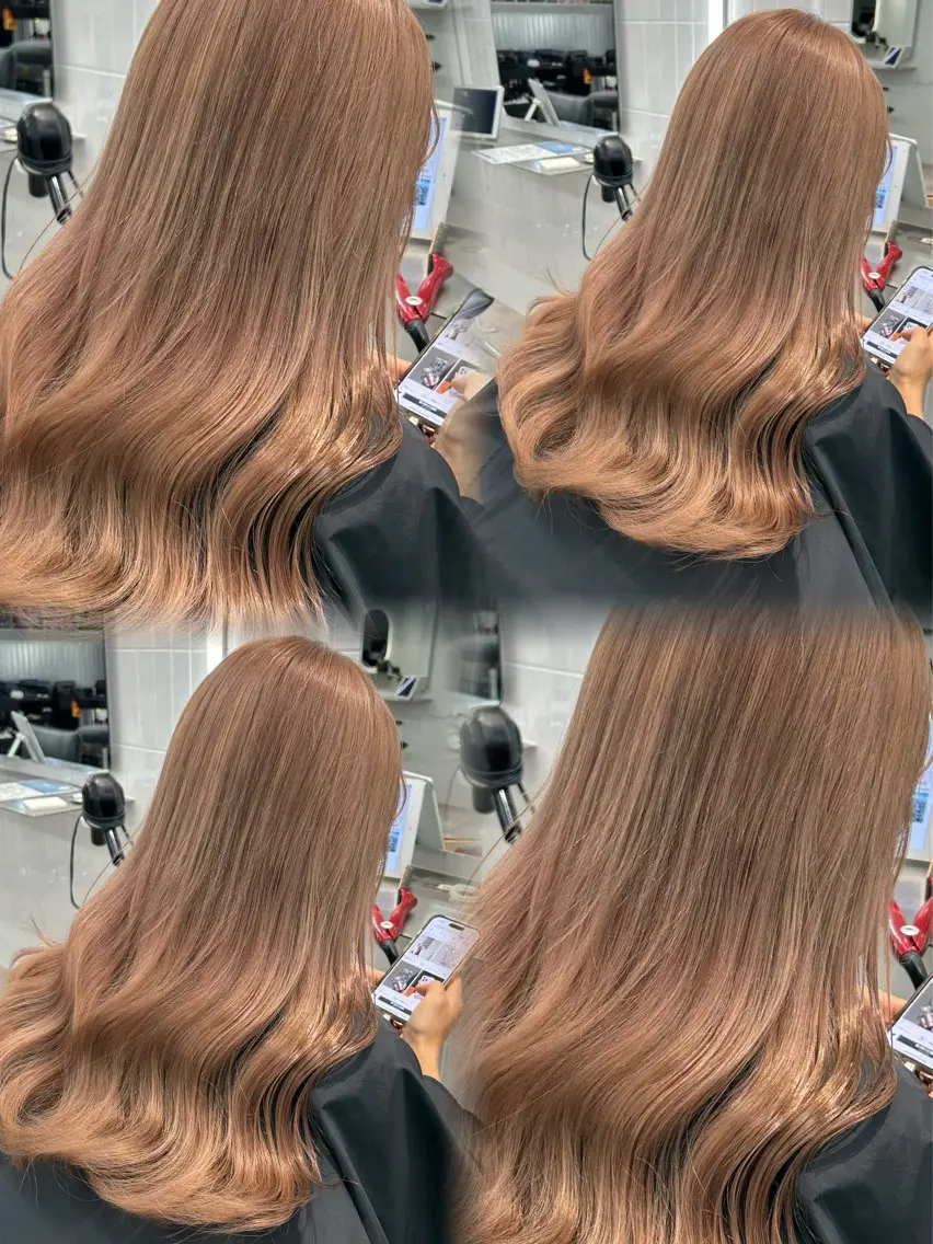 セミロング カラー ヘアカラー 🎀ミルクティー/ ブリーチ/花音🎀のヘアスタイル