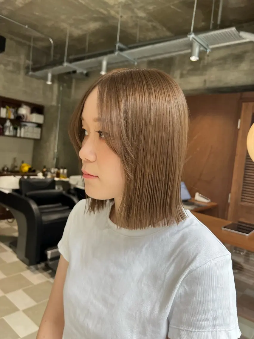 ミディアム カット 縮毛矯正 nok kaoriのヘアスタイル