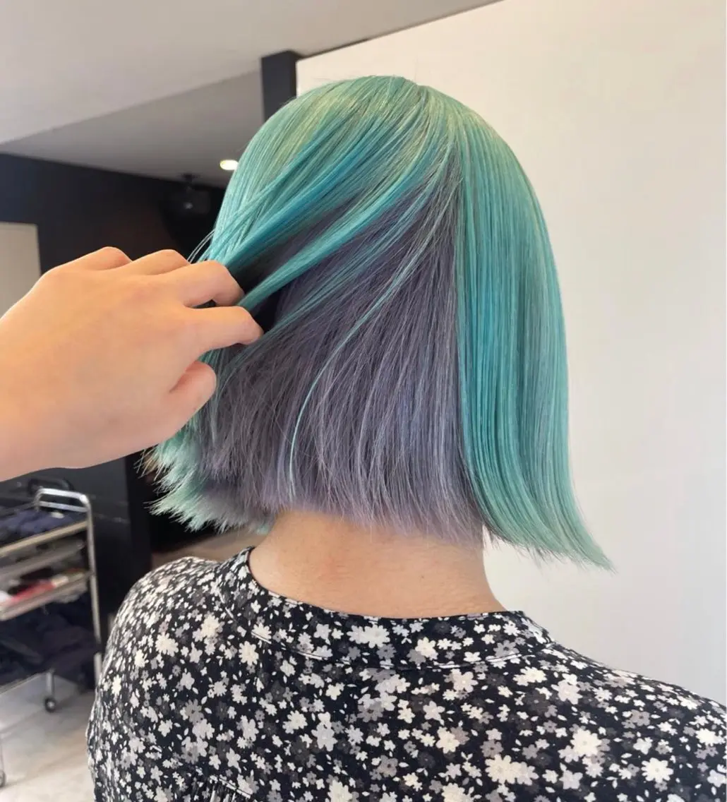 ミディアム カラー ブリーチ ブルーカラー ケアブリーチ ダブルカラー ハイトーンカラー ヘアカラー トリートメント 💋ハイトーンデザイ ンヘア💋A'nyuのヘアスタイル