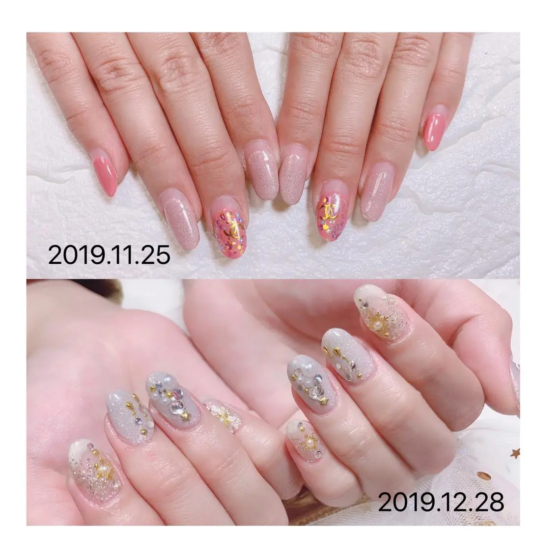 ショート ネイル ジェルネイル ラメ(グリッター) ニュアンスネイル オフィスネイル ワンカラーネイル 🐾enen style 🐾のネイルデザイン