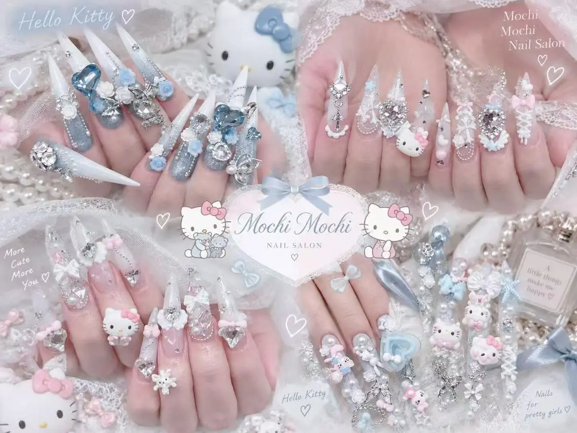 ネイル 長さ出し キラキラネイル 韓国ネイル ロングネイル マグネットネイル ハンドネイル ハンドケア MochiMochi 🎀新宿/長さ出しのネイルデザイン
