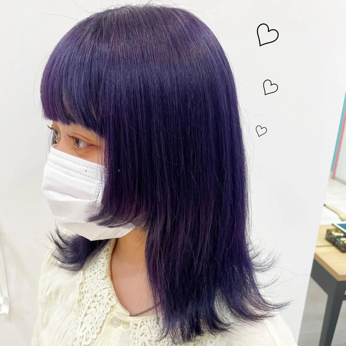 ミディアム カラー ラベンダーカラー 姫カット ウルフカット カット 新宿駅近♡個室 ♡関口三都季🌜のヘアスタイル