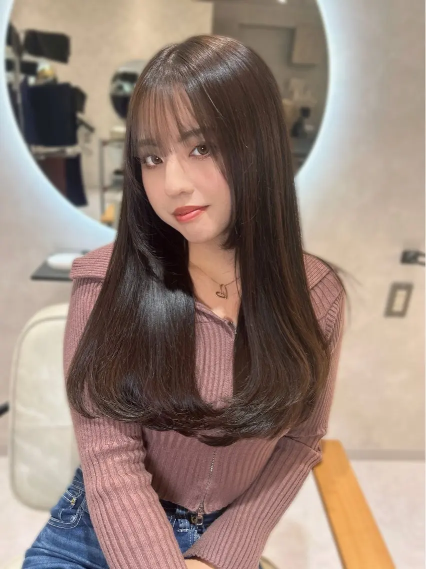 ロング カット ヘアカラー トリートメント 韓国風×髪質改善 ゆりのヘアスタイル