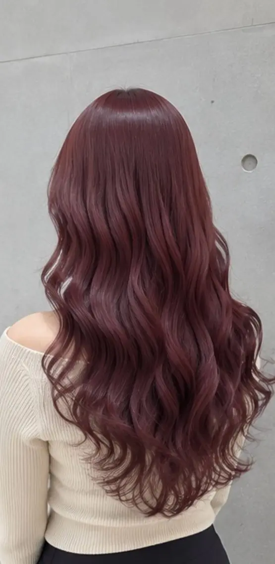 ロング カラー ヘアカラー 🍒モテ暖色カラー × うる艶✧ ゆなのヘアスタイル