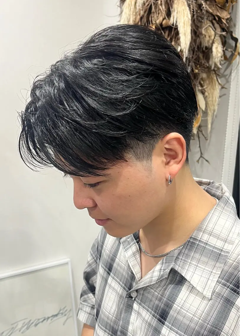 ショート パーマ メンズ フェザーパーマ メンズパーマ カット パーマ 🖱️ナチュラルヘア 鍋谷美帆🖱️のヘアスタイル