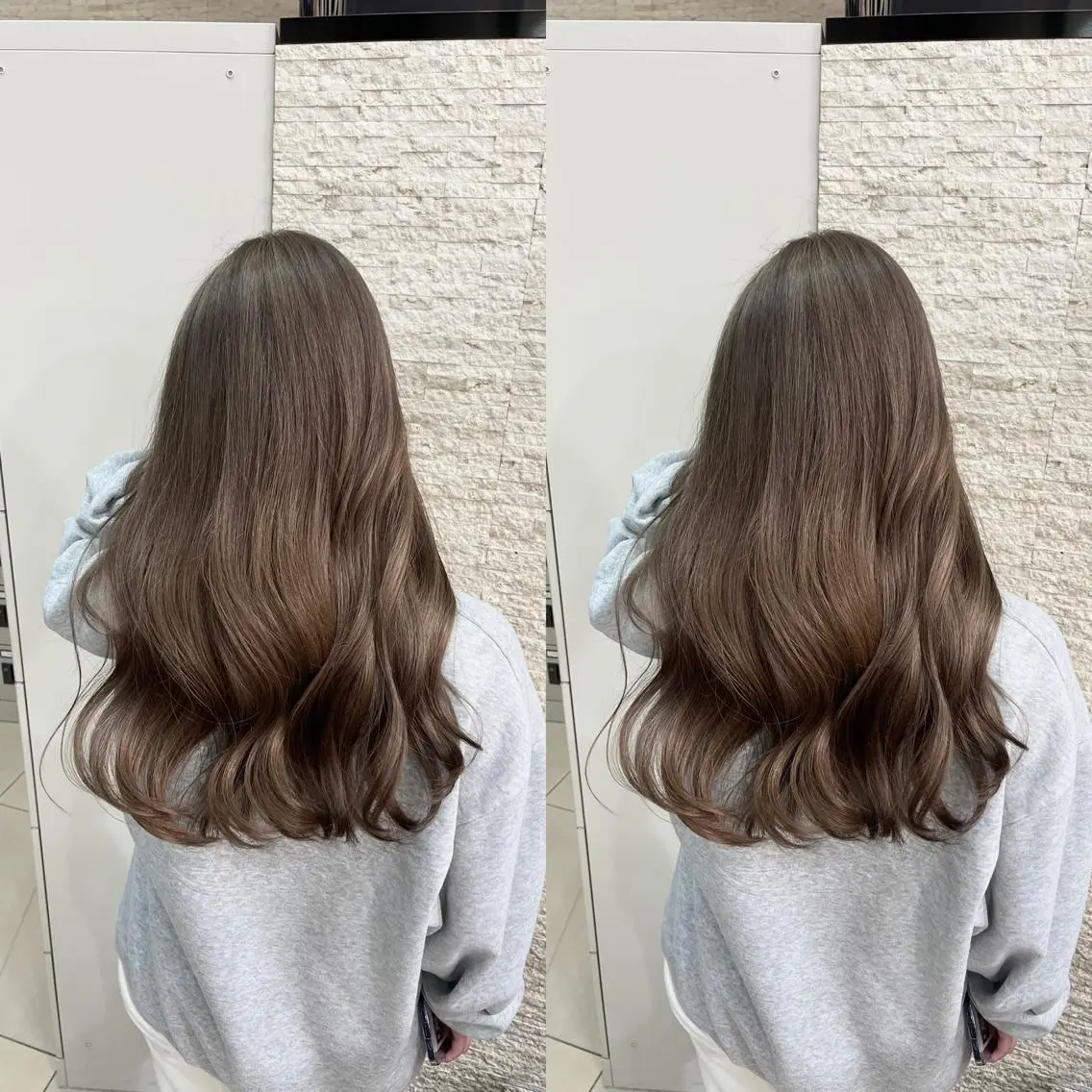 セミロング ヘアカラー Y Uのヘアスタイル