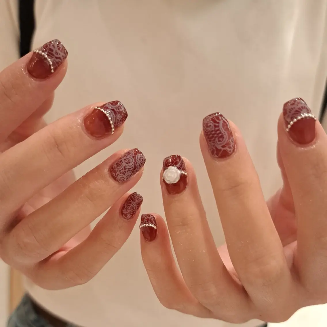 ネイル アートネイル ジェルネイル レース 持ち込み ハンドネイル Nail mood デザイン持ち込みokのネイルデザイン