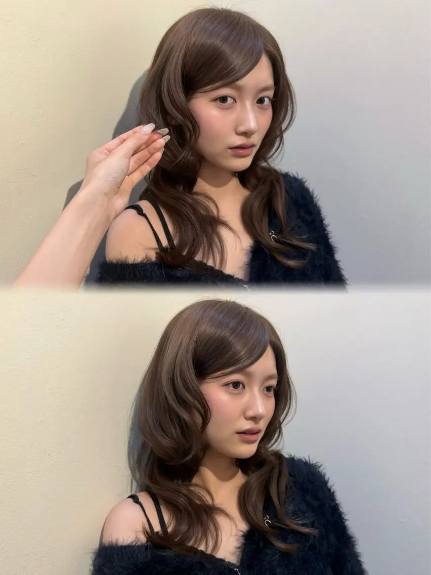 ロング カット ヘアカラー トリートメント 赤み・黄み消しカラー 🤍韓国ヘア アオイのヘアスタイル