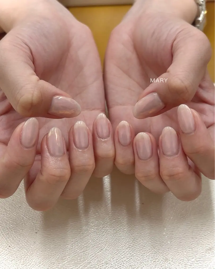 ネイル オーロラネイル ミラーネイル オフィスネイル ワンカラーネイル シンプルネイル ハンドネイル Mary nail .narumiのネイルデザイン