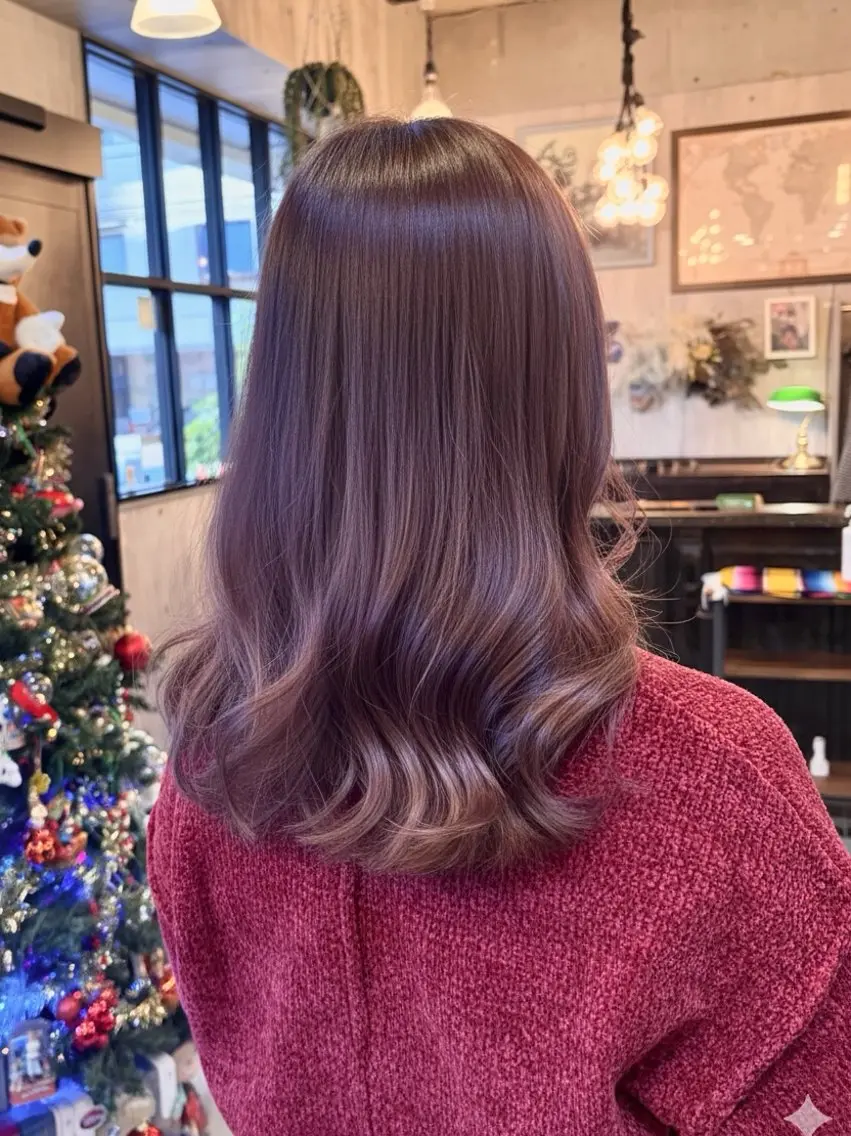 セミロング カラー バイオレットカラー ヘアカラー トリートメント 竹内 春奈のヘアスタイル