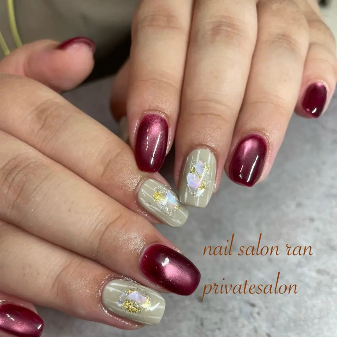 ネイル ボルドー マグネットネイル nailsalon ranのネイルデザイン
