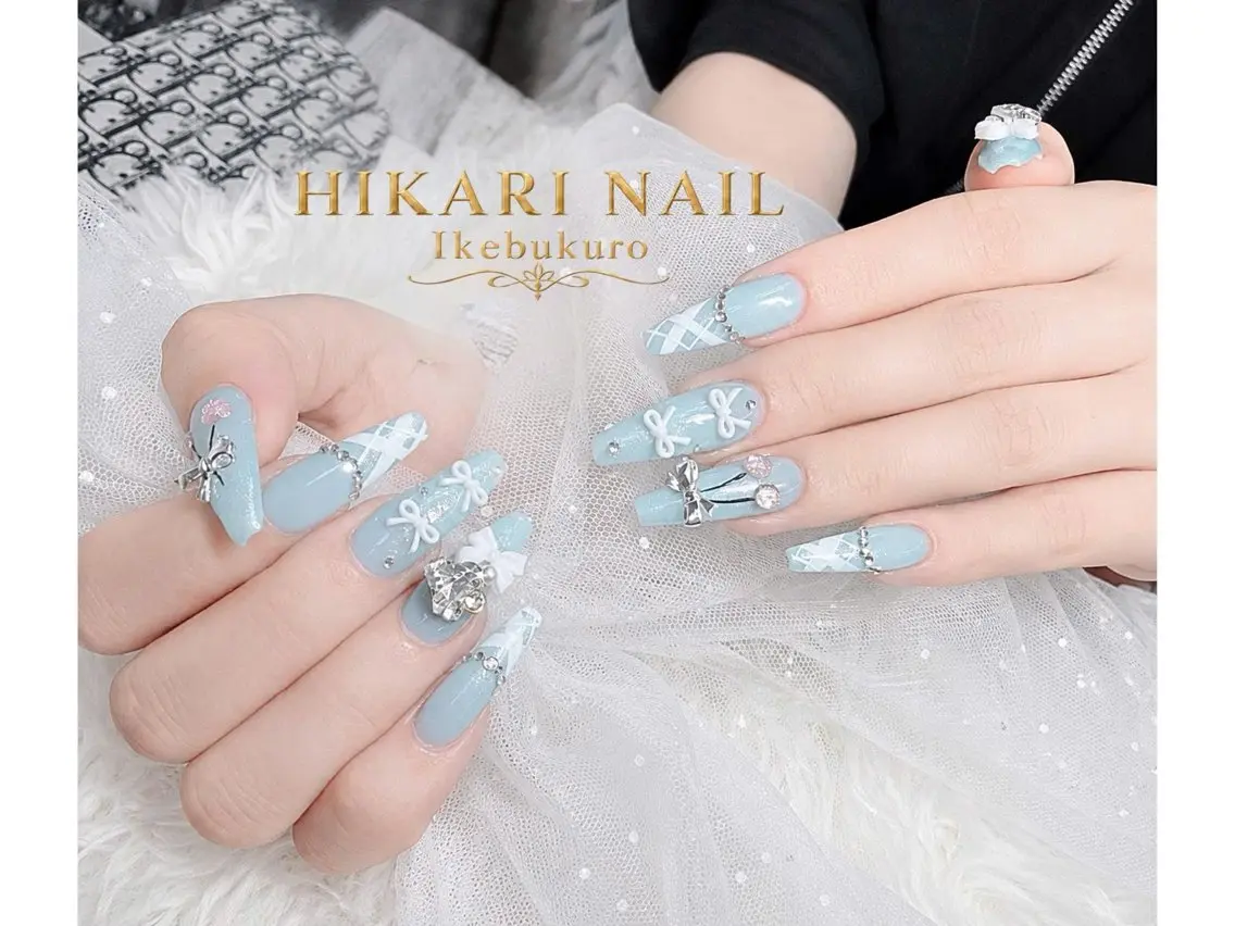 ネイル チークネイル 長さ出し フレンチネイル ガーリー ハロウィン ハンドネイル HikariNail Ikebukuroのネイルデザイン
