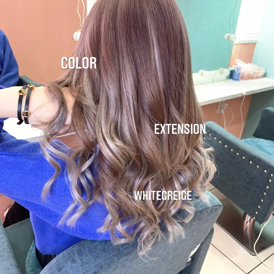 セミロング カラー エクステ エクステ🩵ブリーチ 韓国ヘア🩵KAEのヘアスタイル